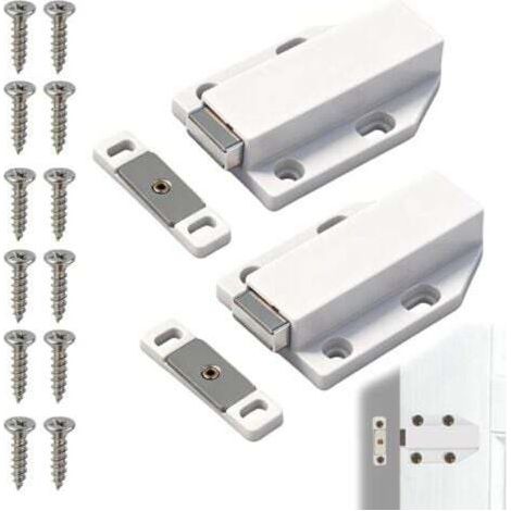 Lot de 2 Aimants Poussoir Push to Open, Loquets Magnétiques pour Portes de Placard, Tiroirs de Cuisine et Meubles, Système de Fermeture Pratique et Élégant, Installation Simple et Flexible (1/4)