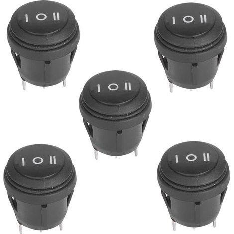 5 interrupteurs à bascule ronds noirs à 3 positions ON/OFF/ON, 10 A/125 V ou 6 A/250 V-Crezuo (1/4)