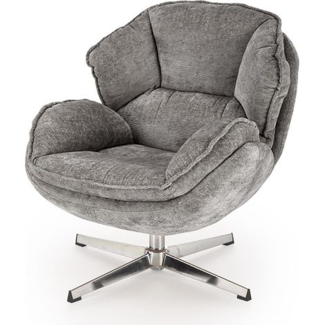Fauteuil confort gris en tissu, pivotant, pied 4 branches Dadou (1/5)