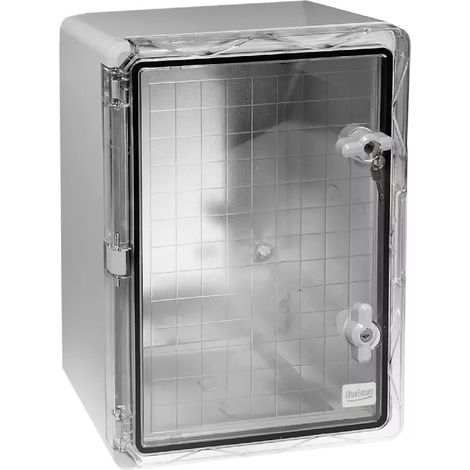 Coffret mural haute-résistance boîtier 500 x 350 x 190 - Porte transparente / Serrure clé / Plaque montage / IP65 / ABS (1/5)