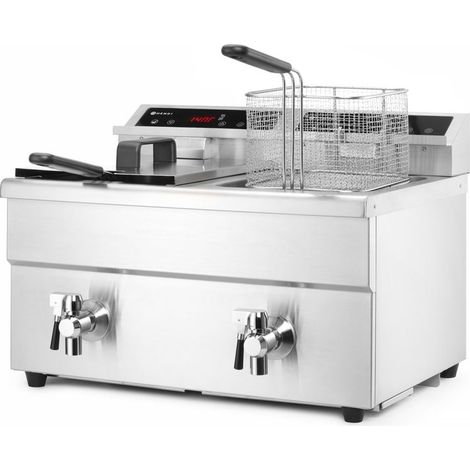HENDI Induktionsfritteuse - mit Ablasshahn 2x8 l, Profi Line, 16L, 230V/7000W, 577x609x(H)410mm (1/5)