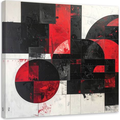 Wandbild Abstraktion Textur Kreise Formen schwarz rot 60x60 cm