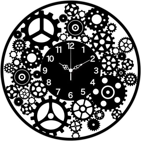 Horloge Murale à Motif engrenage 12 Pouces Style Punk Horloges sans tic-tac Horloge Murale Ronde à Piles pour Chambre à Coucher, Salon, Cuisine, Bureau (1/5)