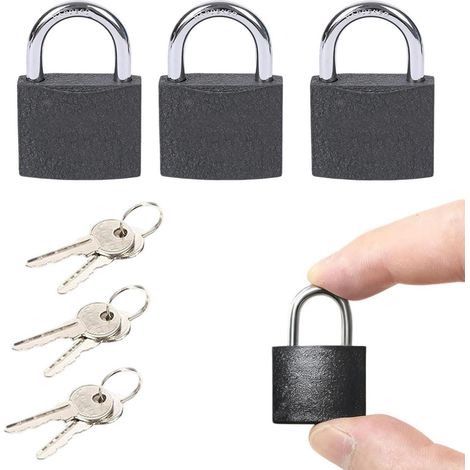 Lot de 3 mini cadenas à clé identique pour bagages et casiers