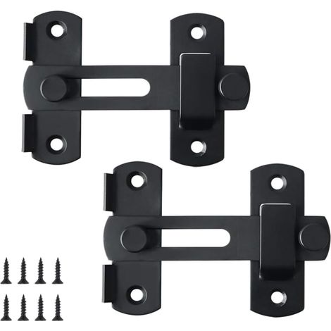 Ensemble de serrures pour portes coulissantes, 2 pièces, en acier inoxydable avec vis, pour portes, armoires, fenêtres et portails de jardin, noir (1/5)