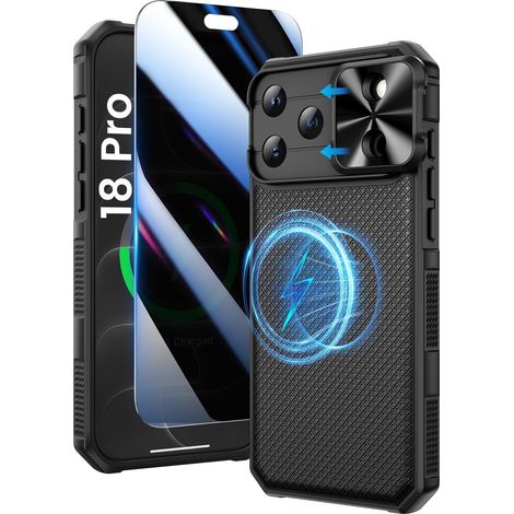 Coque pour iPhone 18 Pro, Cache Caméra, Elégant, Noir (1/5)