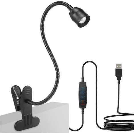 Wiederaufladbare LED-Leselampe mit USB-Anschluss, 3-farbiger Buchklemme mit Dimmer, flexible Schreibtischbeleuchtung (1/5)