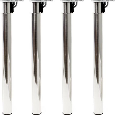 Lot de 4 Pieds de Table en Acier Inoxydable Hauteur Réglable Support de 72,5 à 120CM