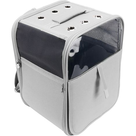 Sac à dos de transport pour animaux de compagnie en maille respirante, avec conception à 3 côtés en maille, pour petits chiens, chats et lapins. Gris agate. (1/5)