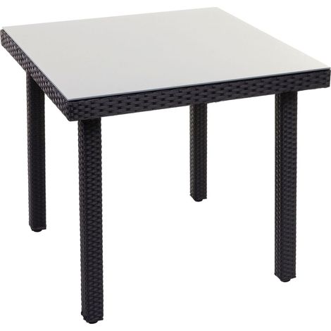 Poly-Rattan Gartentisch Chieti, Esstisch Beistelltisch Tisch mit Glasplatte, 80x80cm schwarz (1/5)