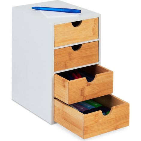 Organizador de cajones de escritorio de bambú con 4 compartimentos