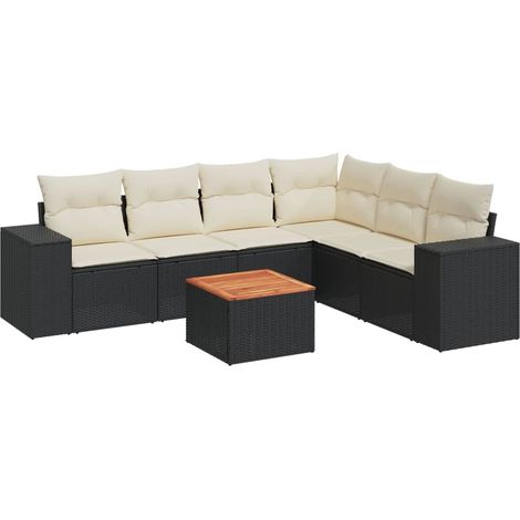 Maison Exclusive - Patio Sofa Set 6-Posti Black and Cream (1/5)