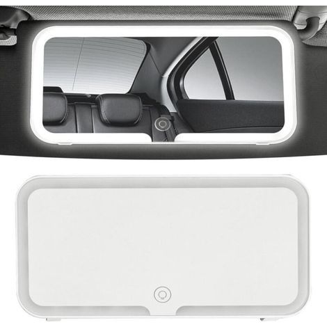 Miroir De Courtoisie Pour Pare-soleil De Voiture À LED Miroir De Maquillage Voiture Chargement USB Miroir De Maquillage De Voyage Avec 3 Modes D'éclairage Rétroviseur de Voiture de Voyage Portab (1/5)