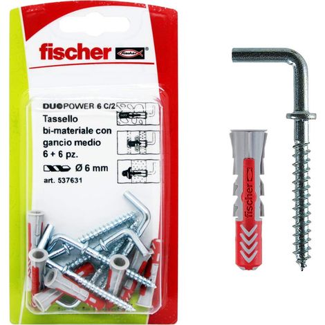 Fischer Dübel Duopower 6 mit mittlerem Haken 6x30 mm - 6 Stück