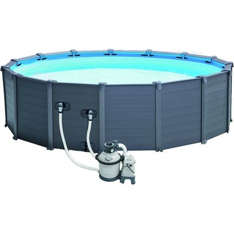 Piscine tubulaire ronde Intex Graphite 4,78 x 1,24 m