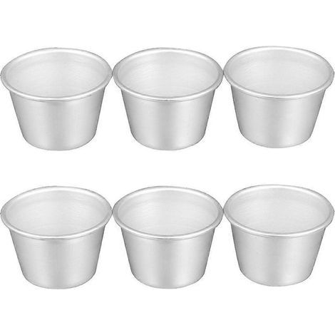 Moule à gâteau rond en alliage d'aluminium (lot de 6), idéal pour la cuisson et la préparation de puddings.-5.5X5.5X3.5CM (1/4)