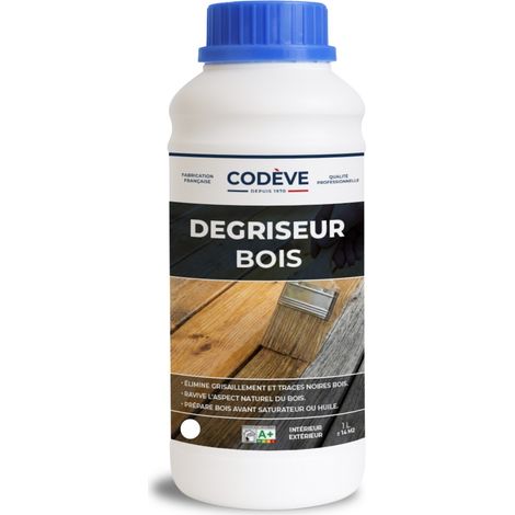 Codève Bois – Dégriseur bois 1 L – Élimine grisaille et taches – Action rapide pour tous types de bois – Prêt à l'emploi pour 14 à 16 m²