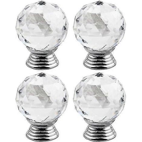 Lot de 4 boutons de meuble en cristal - Alliage de zinc, 3 x 3 cm, résistants, forme ronde classique, conviennent aux meubles et tiroirs (1/3)