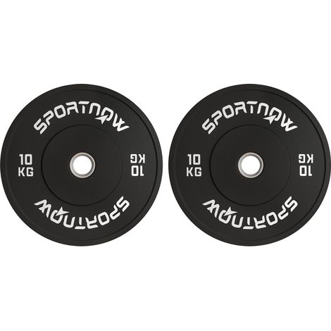 Set 2 Dischi Pesi da 10kg con Foro da 2"/5 cm per Manubri e Bilancieri in Gomma Nero (1/5)