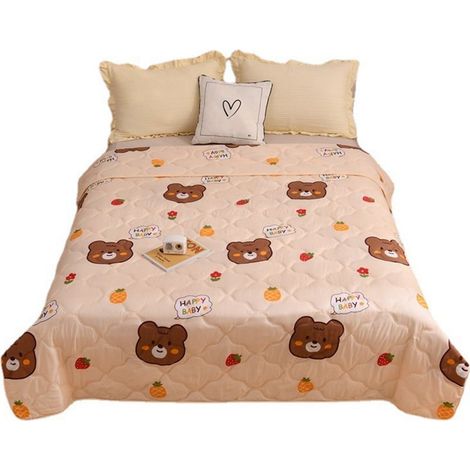 Couette d'été en coton respirant 100x150cm - Housse lavable, broderie, matelassage ultrasonique, douce et confortable (1/5)