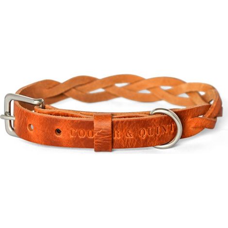 Collier pour Chien en Cuir Tressé Fauve - Modèle Artisanal en Cuir Tanné Végétal - PANGIVO