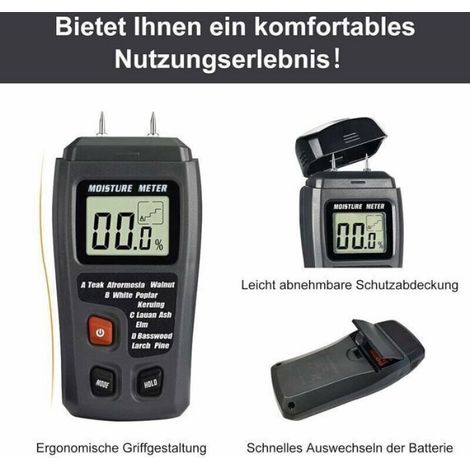 Humidimètre Bois - Électrodes À Aiguilles - Écran LCD - 4 Échelles De Bois - Précision 0,5 % - 1 Pièce (1/4)