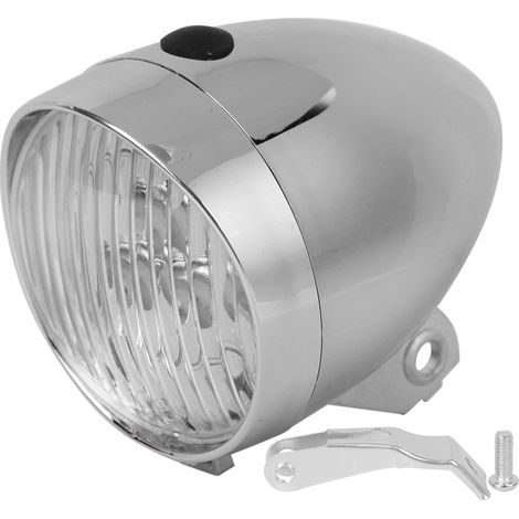 Lampe avant vélo vintage 3 LED, phare argenté pour bicyclette fixie, accessoire cyclisme éclairage. (1/5)