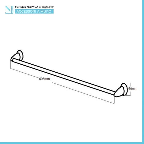 Set accessori a muro 6 pezzi in acciaio cromato viti incluse Facile (1/5)