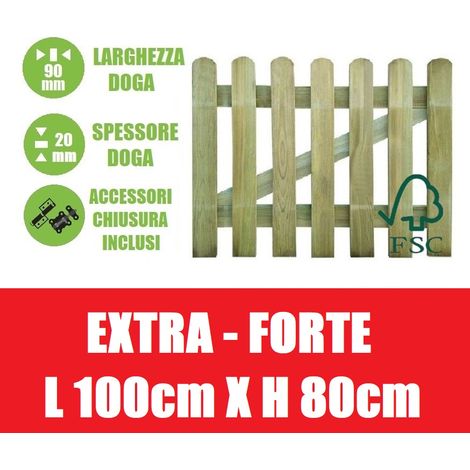 Cancelletto in Legno di Pino con Doghe per Steccato - Dimensioni: L 100cm x H 80cm