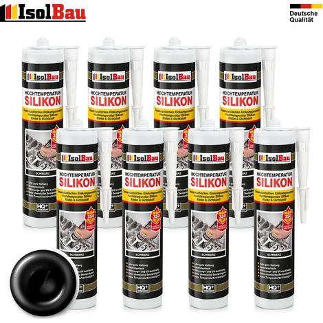 IsolBau Hochtemperatursilikon 350 °C Schwarz Hochtemperatursilikon 8 x 300 ml (1/5)