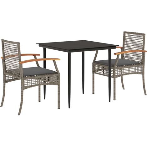 Maison Exclusive - Set comedor de jardín 3 piezas con cojines rat (1/5)