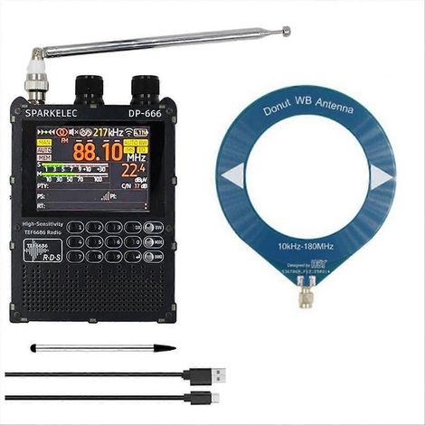 Radio TEF6686 à bande complète, haute sensibilité, FM, AM, LW, MW, SW, ondes courtes, écran tactile IPS 2,8 pouces avec antenne. (1/5)