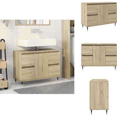 Badschrank Sonoma-Eiche 80x33x60 cm Holzwerkstoff - Badezimmerschrank - Badezimmerschränke - Badschrank - Badschränke (1/5)