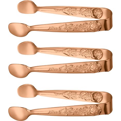 Lot de 3 mini pinces de service, pinces à sucre en acier inoxydable rose, petites pinces à glaçons pour le thé et le café, les amuse-gueules et les desserts (1/5)