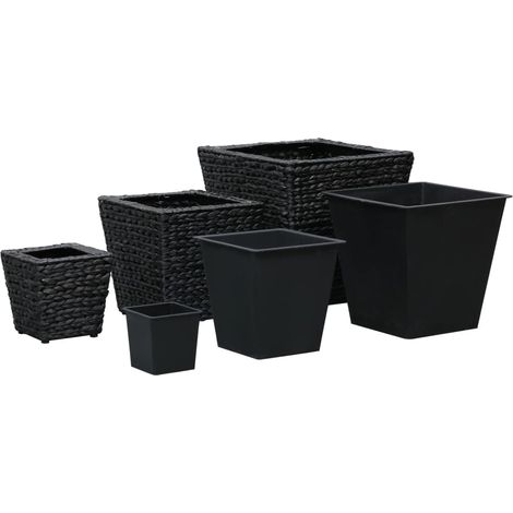 Lot de 3 Jardinières, Pots de Fleurs d'extérieur, Jacinthe d'eau Noir OIB9394E (1/5)