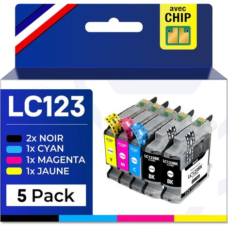 5 Cartouches d'encre Compatible avec Brother LC-123 pour Brother DCP-J132w DCP-J150 DCP-J152w DCP-J152wr DCP-J172w DCP-J4110dw DCP-J4110w DCP-J552dw DCP-J752dw MFC-J245 et Plus (1/5)