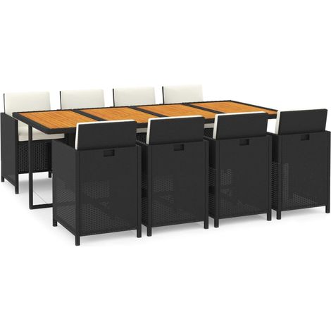 Maison Exclusive - Set da Pranzo da Giardino 9 pz con Cuscini Nero in Polyrattan