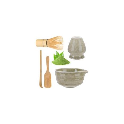 Service à matcha, 5 pièces, vert – grand bol et ustensiles japonais (1/5)