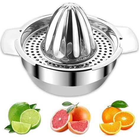 Spremiagrumi manuale in acciaio inox, spremiagrumi manuale per arance con contenitore, spremiagrumi manuale per limoni, arance e altri agrumi, lavabile in lavastoviglie (capacità: 450 ml) (1/5)