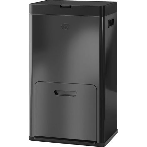 Poubelle de Cuisine Tri Sélectif 56L Acier Inoxydable 410 Noir (1/5)