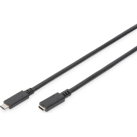 Digitus USB-Kabel USB 2.0 USB-C® Stecker, USB-C® Buchse 2.00 m Schwarz Flexibel, Folienschirm, Gefl (1/5)