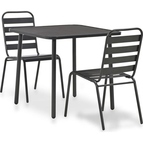 Bistro Set  Dark Grey  E-coated and powder-coated steel  Standard vidaXL (1/5)