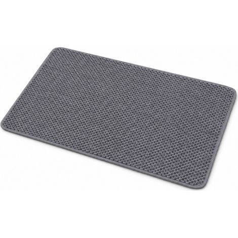 Tapis de bain antidérapant en chenille, gris 43 x 61 cm, doux, absorbant, séchage rapide, envers en caoutchouc, lavable en machine 61 x 150 cm (gris foncé) (1/5)
