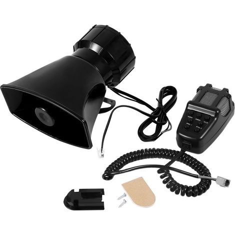 Ej.Life Bocina de 12 V con sonido potente, 7 sonidos, con micrófono, sistema de altavoces PA para coche, barco, furgoneta, camión. (1/5)