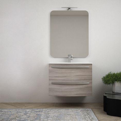 Mobile bagno 75 cm Larice sospeso bombato - Berlino senza specchio e senza colonna (1/5)