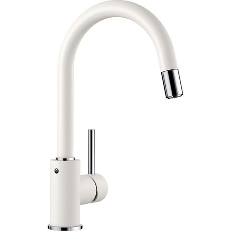 Blanco Mida S - Küchenarmatur, mit ausziehbarem Anschluss, Weiß/Chrom 521457