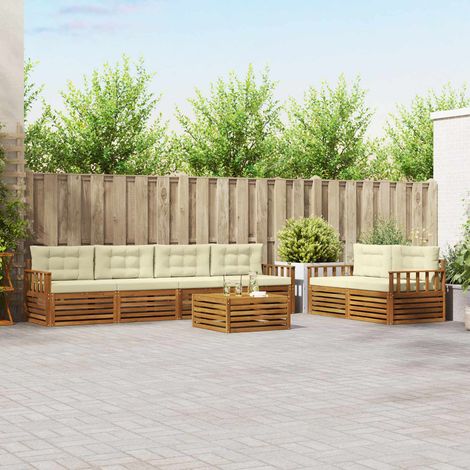 Outdoor-Sofagarnitur mit Kissen 7 pcs Natur und Creme