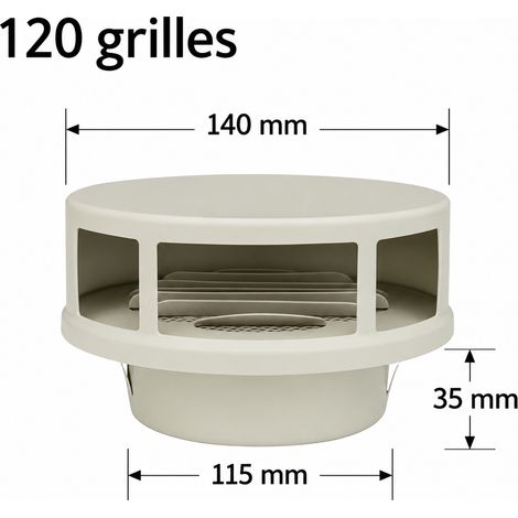 Grille de ventilation jaune 30mm 4 acier inoxydable 120mm, ouverture 120 mm ou tube PVC 125, 15 × 15 × 10 cm – Livraison gratuite (1/3)