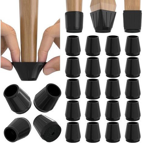 24 protectores de silicona para patas de silla, Antideslizantes, Goma gruesa, Protege suelos de madera y baldosas, XS (1/5)