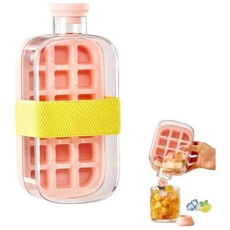 800ml Bac à Glaçons Bouteille, Bouteille de Glaçons Avec Paille, Bac à Glaçons 2 En 1 à Pression, Bac a Glacon en Silicone Avec Couvercle,, 18 Grille de Glace, Démoulage Facile, pour Whisky, (1/5)